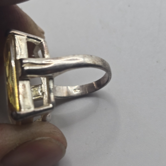 Sterling Silver Yellow Gemstone Ring - Picture 2 of 8
